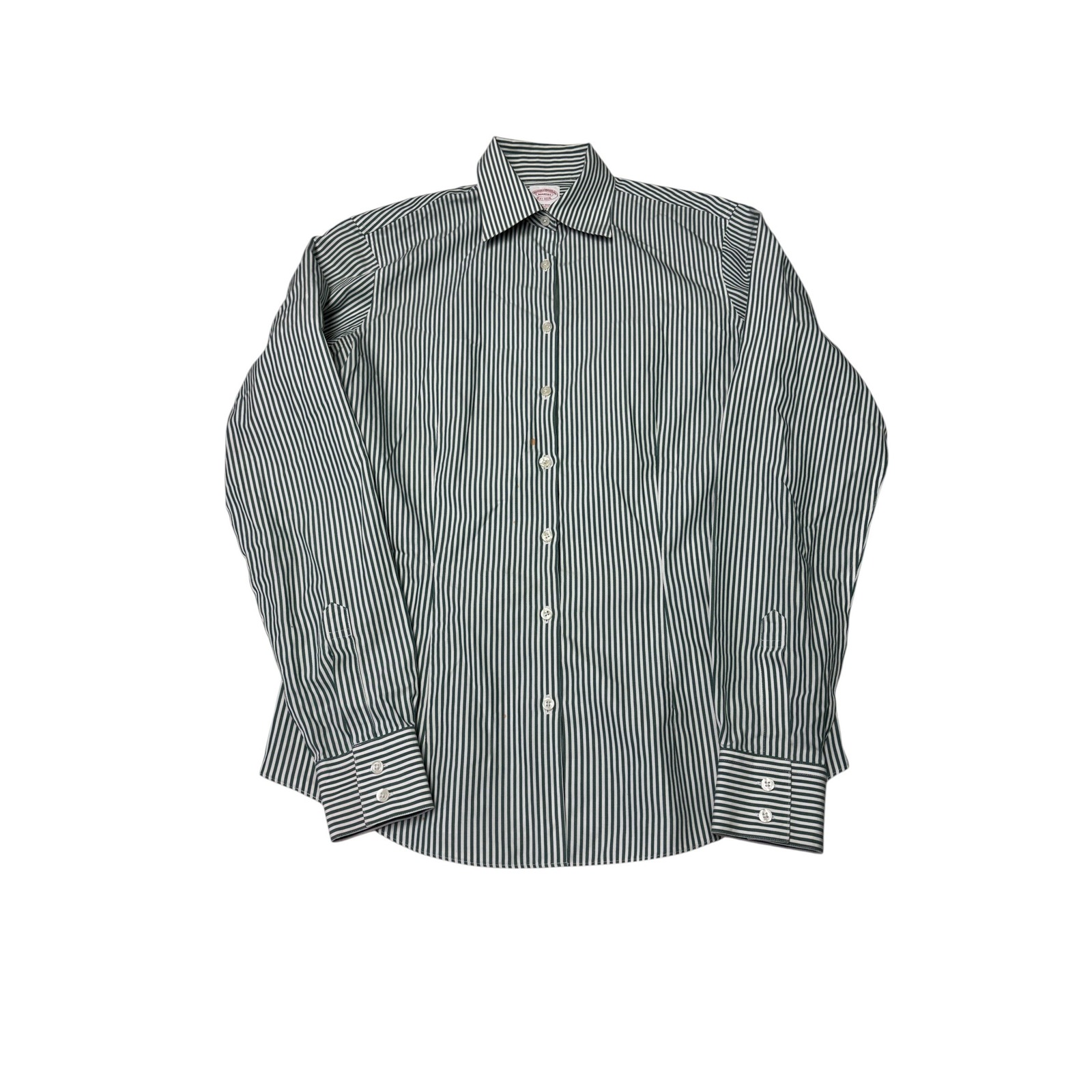 Vintage Brooks Brothers Makers Non-Iron Cotton Striped Button Down Shirt Green